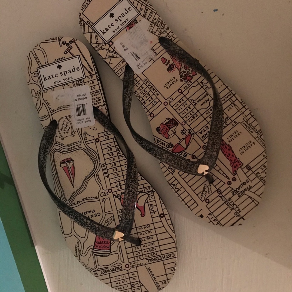 Kate Spade Nouveau York Map Flip Flops